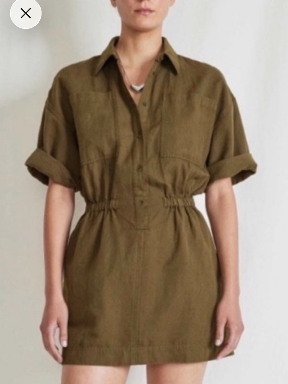 A PIECE APART Utility Shirt Dress in Olive
